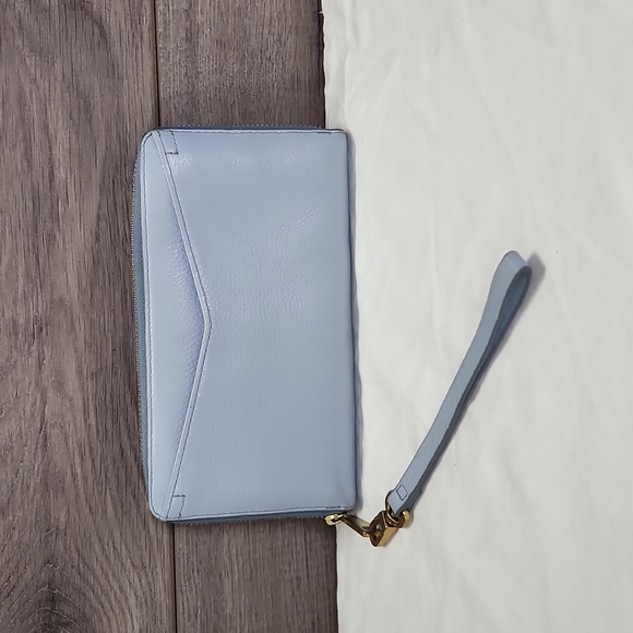 Fossil Handbags - Fossil Light Blue Leather Zip Around Wallet